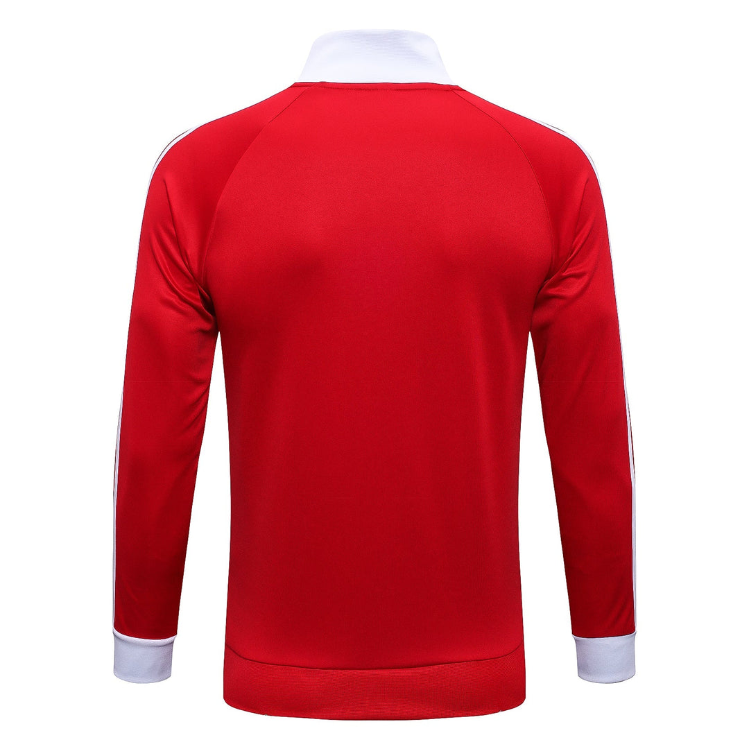 Conjunto Manchester United Zíper Longo Vermelho e Branco
