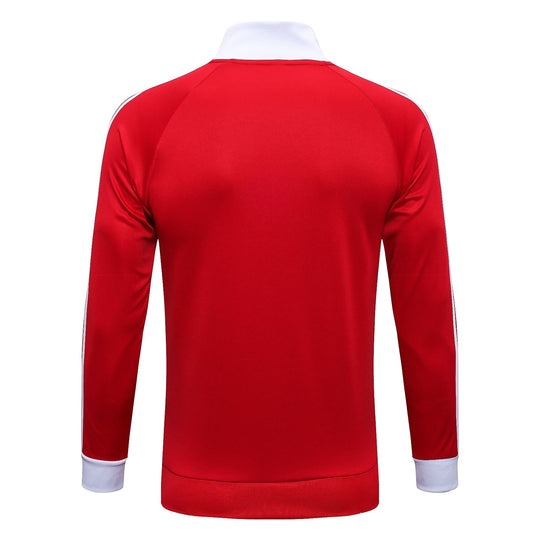 Conjunto Manchester United Zíper Longo Vermelho e Branco