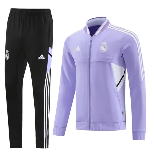 Conjunto Real Madrid Zíper Curto Lilás e Preto