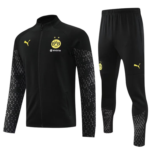Conjunto Borussia Dortmund Zíper Longo All Black