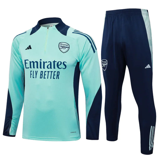 Conjunto Arsenal Zíper Curto Treino Azul Turquesa 2024/25