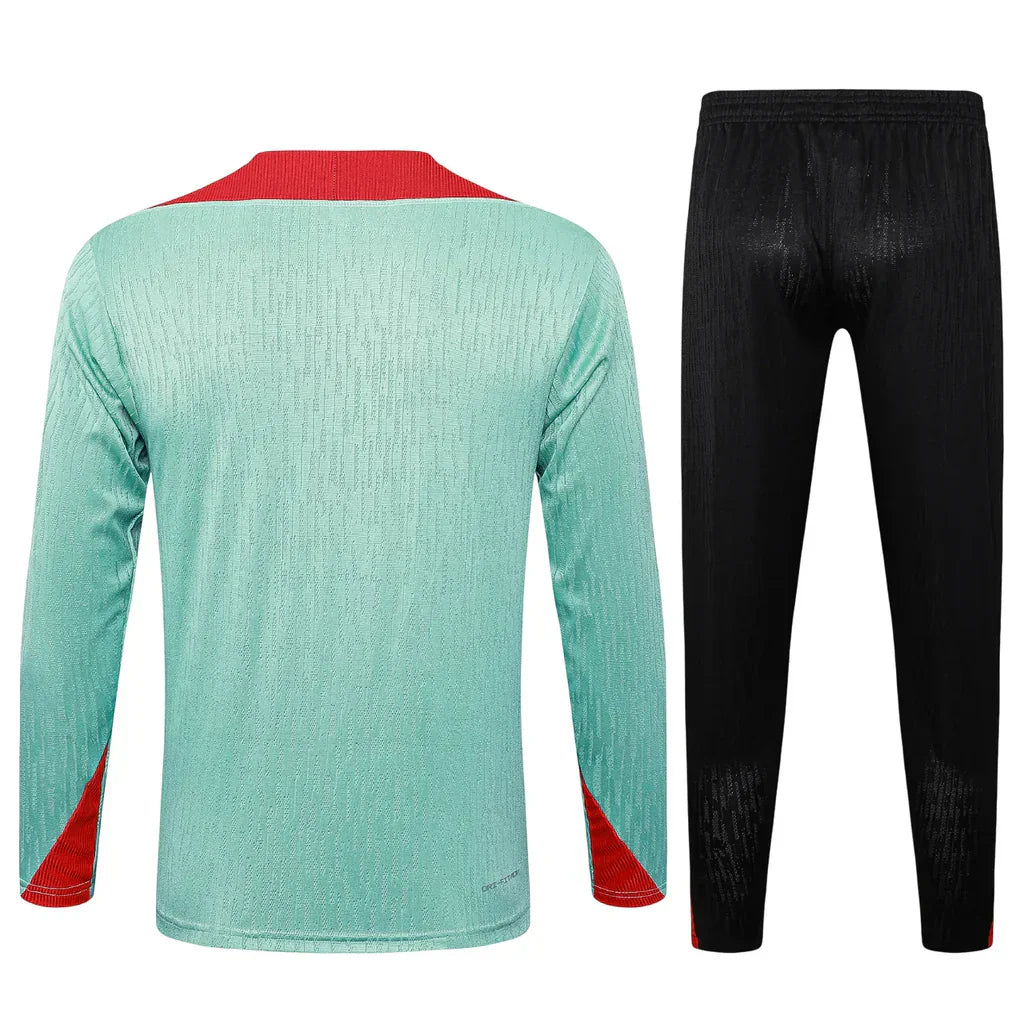 Conjunto Liverpool Zíper Curto Treino Verde Água 2024/25