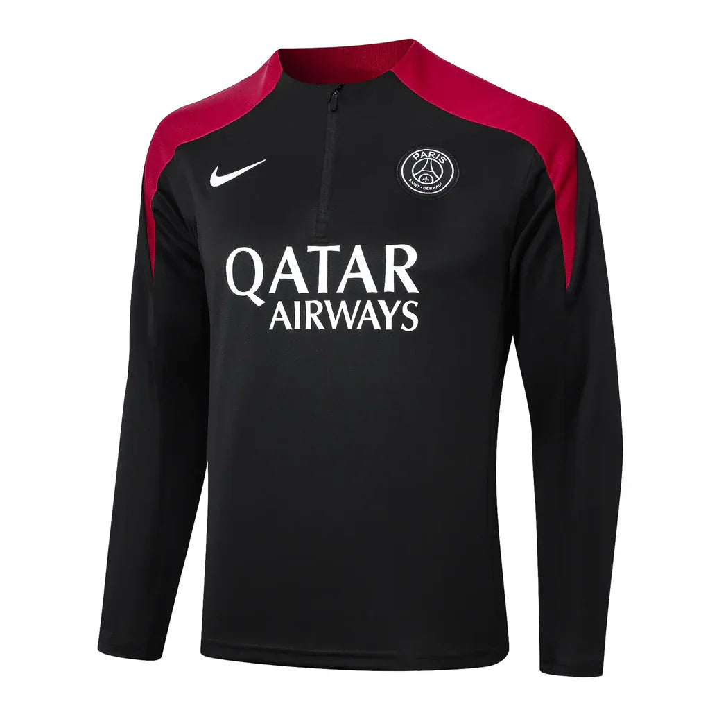 Conjunto Paris Saint Germain Zíper Curto Treino Preto 2024/25
