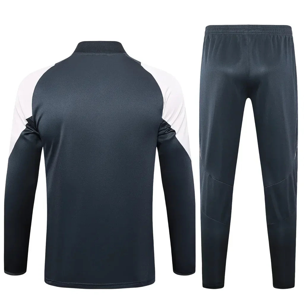 Conjunto Real Madrid Zíper Curto Treino Cinza