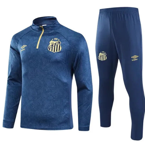 Conjunto Peixão Zíper Curto Treino Azul 2024/25