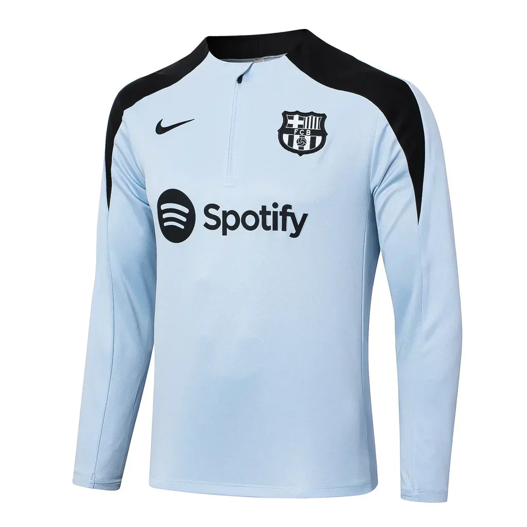 Conjunto Barcelona Zíper Curto Treino Azul Bebê 2024/25