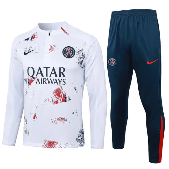 Conjunto Paris Saint Germain Ziper Curto Treino Branco e Azul