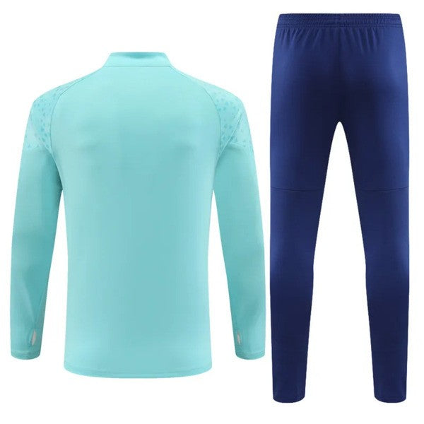 Conjunto Olympique de Marseille Zíper Curto Azul Claro
